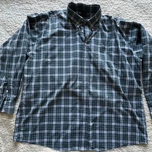 Jos. A. Bank Dress Shirt Traveler's Collection Mens XXL Blue Plaid Long Sleeve